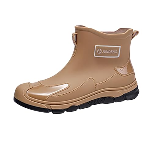 Langschaft Gummistiefel Wasserfeste Schuhe Damen Modische Regenstiefel für Männer und Frauen,Rutschfeste Regenschuhe für Die Arbeit Im Freien,Angeln,Reisen Damenschuhe Pumps Keilabsatz (Brown,41) von Generisch