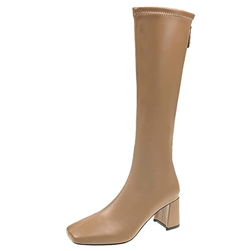 Langschaft Stiefel Damen Mit Absatz - Plateau High Heels Damen Blockabsatz Quadratische Langschaftstiefel Vintage Elegant Lederstiefel Stöckelschuhe Winterstiefel Weiter Schaft Ritter Reitstiefel Langschaft Stiefel Damen Mit Absatz - Plateau High Heels Damen Blockabsatz Quadratische Langschaftstiefel Vintage Elegant Lederstiefel Stöckelschuhe Winterstiefel Weiter Schaft Ritter Reitstiefel von Generisch