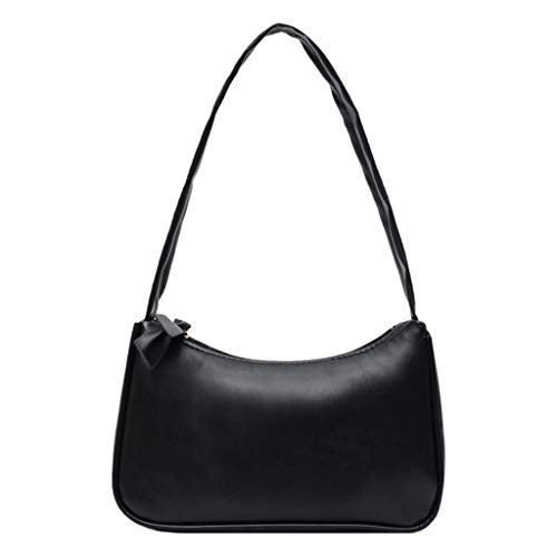 Laptop-Tragetasche für Damen, Retro, einfarbig, Reißverschluss, Handytasche, Handtasche, Schultertasche, Achseltasche, Lunch-Tasche für Herren, Schwarz , 22.5X8X14.5 von Generisch