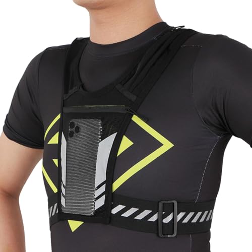 Large Capacity Bottle Bag Running Gear for Women Men, Hiking Supplies for Hiking Running Traveling Cycling | Running Vest - Breathable Mesh Chest Backpack with Reflective Strips | von Generisch