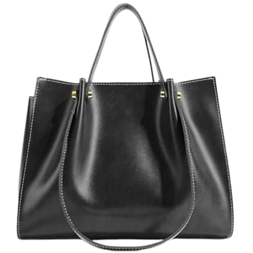 Large Capacity PU Leather Tote Bag for Women,Fall Winter Shoulder Bag with Zipper,Fashion Work Satchel Handbag (Black) von Generisch