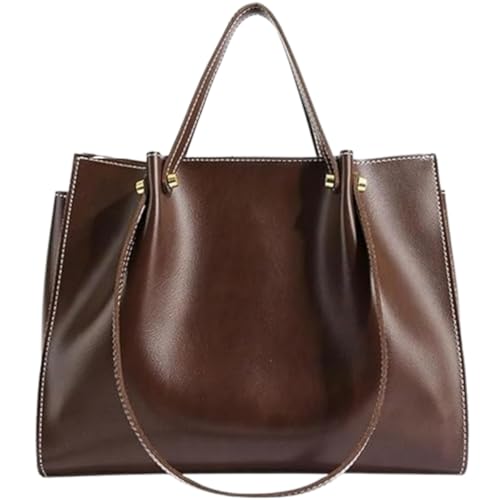 Large Capacity PU Leather Tote Bag for Women,Fall Winter Shoulder Bag with Zipper,Fashion Work Satchel Handbag (Coffee) von Generisch