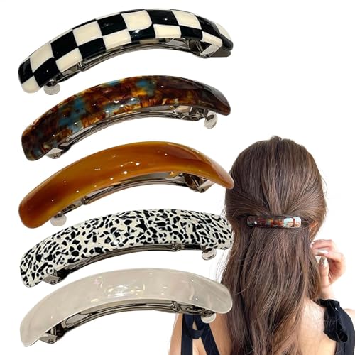 Large Hair Clips, Elegant Elliptical Arc Wool Pins Set of 5, Retro Headwear Styling Tool, Large Barrettes for Women for Daily Wear, 9.5x2x2cm, Stylish Hair Accessories von Generisch