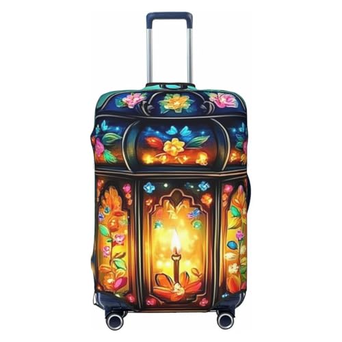 Laterne Kerze Elastische Reisegepäckabdeckung Kofferschutz Druck Koffer Gepäck Abdeckung Anti-Scratch, Schwarz , XL von Generisch