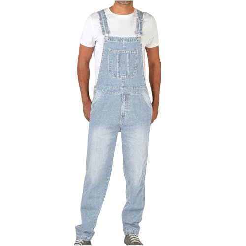 Latzhose für Herren, Denim, Cargo-Latzhose, Jeans, Jumpsuits, mehrere Taschen, weites Bein, modisch, lockere Passform, Hose, Übergröße, Denim-Latzhose, wasserdichte Latzhose, Z-Sky Blue, 3XL Latzhose für Herren, Denim, Cargo-Latzhose, Jeans, Jumpsuits, mehrere Taschen, weites Bein, modisch, lockere Passform, Hose, Übergröße, Denim-Latzhose, wasserdichte Latzhose, Z-Sky Blue, 3XL von Generisch