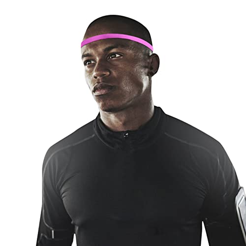 Laufen Laufendes Stirnband, rutschfeste Workout-Schweißbänder, verstellbare Sport-Stirnbänder, schweißableitende Workout-Stirnbänder Pinker Basketball (Hot Pink, One Size) von Generisch