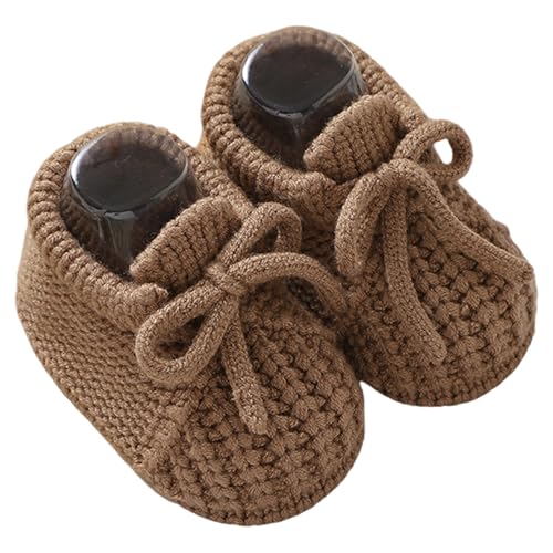 Lauflernschuhe für Babys Mädchen mit weicher Sohle Winter Strickstiefel mit Schleifendetail für Innen- Außenbereich geeignet von 0 bis 12 Monaten (Coffee, 19 Toddler) von Generisch