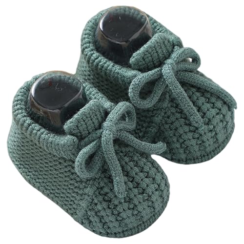 Lauflernschuhe für Babys Mädchen mit weicher Sohle Winter Strickstiefel mit Schleifendetail für Innen- Außenbereich geeignet von 0 bis 12 Monaten (Dark Green, 19 Toddler) von Generisch