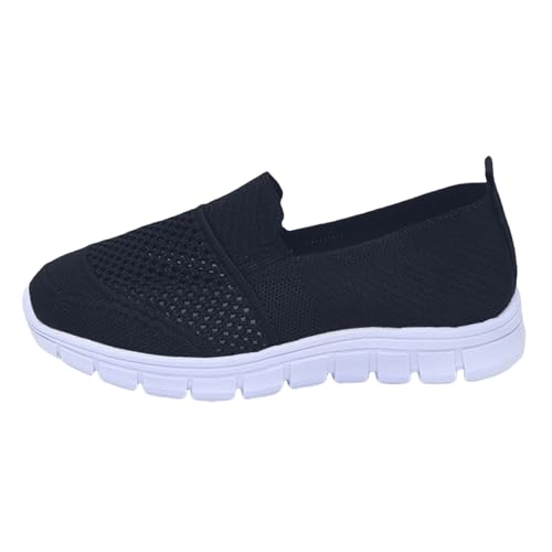 Laufschuhe Damen Mesh Aushöhlen Atmungsaktive Sportschuhe Flat Sole Einfarbige Freizeitschuhe Leichtgewichts Walkingschuhe Slip On Turnschuhe Runde Zehe Alltag Arbeitspendeln Arbeitsschuhe von Generisch