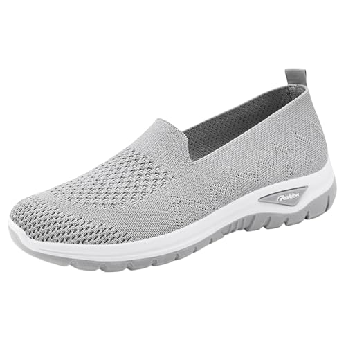 Laufschuhe Damen Mesh Aushöhlen Atmungsaktive Sportschuhe Flat Sole Einfarbige Freizeitschuhe Leichtgewichts Walkingschuhe Slip On Turnschuhe Runde Zehe Alltag Arbeitspendeln Arbeitsschuhe von Generisch