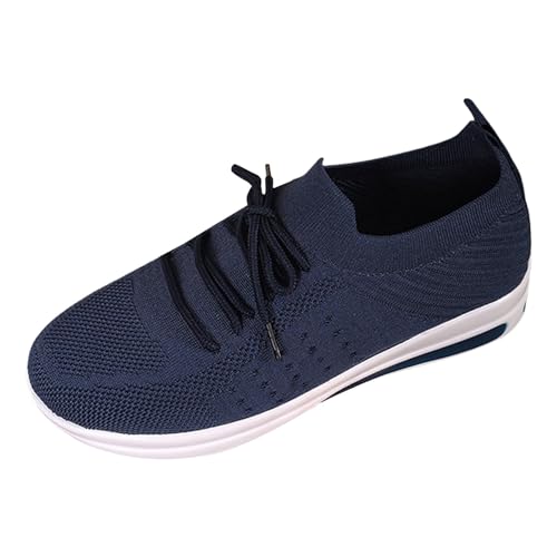 Laufschuhe Damen Plateau Flach Sportschuhe Mesh Atmungsaktive Elevate Shoes Dicke Boden Aufzug Sneaker Freizeit Schnürhalbschuhe Leichte Weiche Sohle Walkingschuhe Modische Outdoorschuhe von Generisch