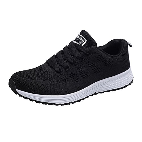 Laufschuhe Damen Sportschuhe Turnschuhe Atmungsaktive Fitnessschuhe Straßenlaufschuhe Sneaker Schuhe Schwarz 40 von Generisch