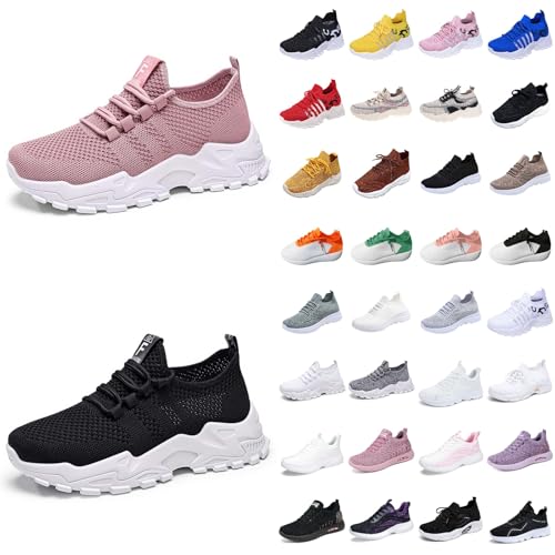 Laufschuhe Damen Turnschuhe Leichte Bequeme Sportschuhe Mesh Atmungsaktive Freizeitschuhe Spaziergänge Elegante Joggingschuhe Outdoor rutschfeste Damensneaker A10- Orange 40 von Generisch