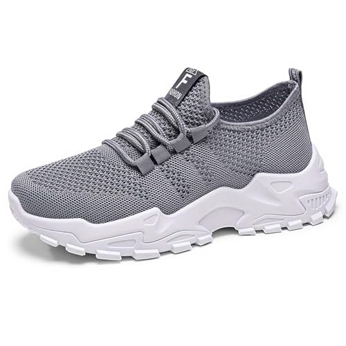 Laufschuhe Damen Turnschuhe Sneaker Damen Leicht Mesh-Obermaterial Arch Support Walkingschuhe Atmungsaktive Bequeme Wanderschuhe Sneaker Joggingschuhe Damensneaker 03-Grau 37.5 von Generisch