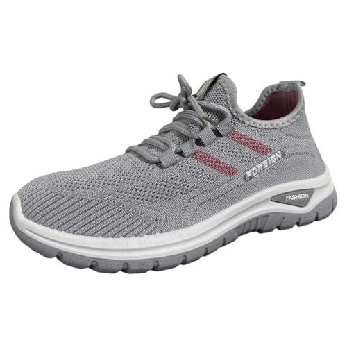 Laufschuhe Damen Turnschuhe Sneaker Damen Leicht Mesh-Obermaterial Arch Support Walkingschuhe Atmungsaktive Bequeme Wanderschuhe Sneaker Joggingschuhe Damensneaker 10-Grau 40.5 von Generisch