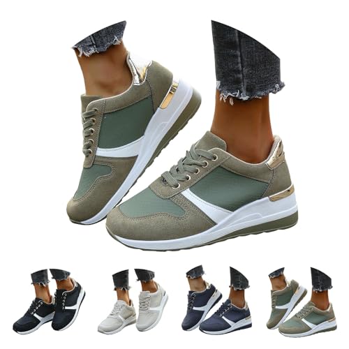 Laufschuhe Damen Wasserdicht Leicht Sportschuhe Damen Fitnessstudio Joggingschuhe Colorblock Hallenschuhe Weite Walkingschuhe Plateau Turnschuhe Rutschfest Sneakers Mit Dämpfung Trainingsschuhe Bequem von Generisch