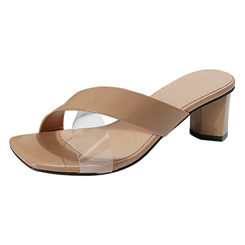 Laufschuhe Farbe Transparent Dicker High Heel Weiche Unterseite Außen Tragen Große Größe Sandalen Hausschuhe Tan Sandalen für Damen, beige, 37EU Laufschuhe Farbe Transparent Dicker High Heel Weiche Unterseite Außen Tragen Große Größe Sandalen Hausschuhe Tan Sandalen für Damen, beige, 37EU von Generisch