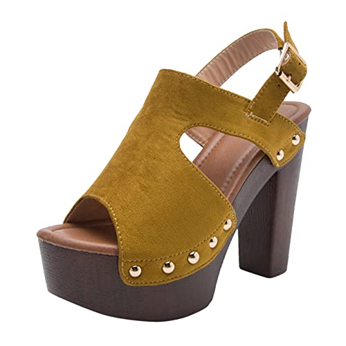 Laufschuhe Gladiators Heels Schwarz Leder Absatz Stiefel Top Trending Chunky Wedge Sandalen Walk Pro Damen Plateau-Sandalen mit offenem Zehenbereich, gelb, 36.5 EU Laufschuhe Gladiators Heels Schwarz Leder Absatz Stiefel Top Trending Chunky Wedge Sandalen Walk Pro Damen Plateau-Sandalen mit offenem Zehenbereich, gelb, 36.5 EU von Generisch