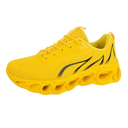Laufschuhe Herren Elastische Mesh Schnürhalbschuhe mit Plateausohle Dämpfung Sneakers Bequeme Sportschuhe Extra Weit Straßenlaufschuhe Atmungsaktive Leichtgewichts Turnschuhe von Generisch