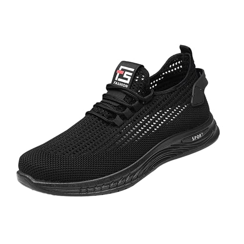 Laufschuhe Herren Mesh-Stretch Turnschuhe Leichtgewichts Atmungsaktiv Barfussschuhe Outdoor Trekkingschuhe Plateau Rutschfest Freizeitschuhe Stoff Schnürung Straßenlaufschuhe Dämpfung Outdoorschuhe von Generisch