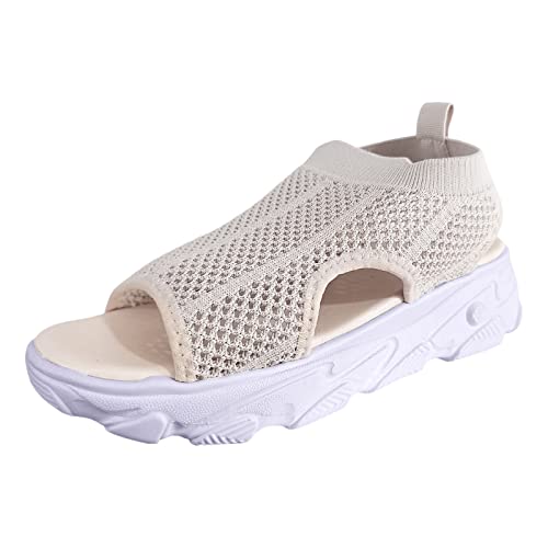 Laufschuhe Mesh Strand Slip On Sport Casual Toe Flache Weiche Unterseite Atmungsaktive Schuhe Sandalen für Damen Keilpantoffeln, beige, 38 EU Laufschuhe Mesh Strand Slip On Sport Casual Toe Flache Weiche Unterseite Atmungsaktive Schuhe Sandalen für Damen Keilpantoffeln, beige, 38 EU von Generisch