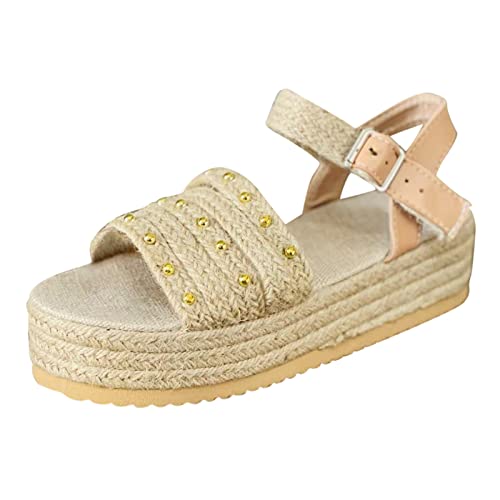 Laufschuhe Plateau Blockabsatz Sandalen Komfort Mode Leinen Plateau Mode Sandalen für Damen Nine, khaki, 7 UK 3X-Narrow Laufschuhe Plateau Blockabsatz Sandalen Komfort Mode Leinen Plateau Mode Sandalen für Damen Nine, khaki, 7 UK 3X-Narrow von Generisch
