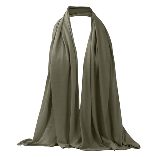 Laufstirnband Damen Winter Muslimischer Schal für Damen, einfarbig, praktischer langer Schal, modisch Fahrrad Outfit Herren Winter (Army Green, One Size) von Generisch