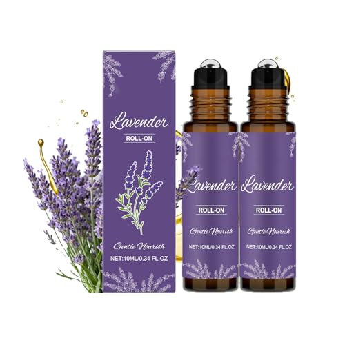 Lavendel Roll-On, 2-in-1 Roll-On Lavendel für Duft & Pflege 10ml, Ätherische Öle mit Lavendel, Stressabbau & Entspannend, Für Parfümerie, Frauen zur Hautpflege & den Familien-Massage, Ideal am Abend von Generisch