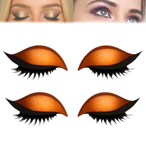 Lazy Eye Shadow Eyelash Patch, 2‑in‑1 Reusable Eyeshadow + False Lashes Stickers, Waterproof, Sweat‑Resistant Eyelid & Lash Tool, Multi‑Color Fashion Makeup Aid (Orange) von Generisch