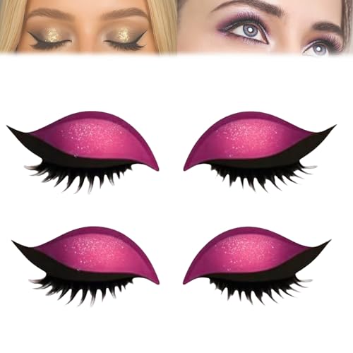 Lazy Eye Shadow Eyelash Patch, 2‑in‑1 Reusable Eyeshadow + False Lashes Stickers, Waterproof, Sweat‑Resistant Eyelid & Lash Tool, Multi‑Color Fashion Makeup Aid (Pink) von Generisch