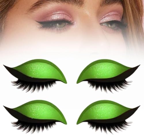 Lazy Eye Shadow Eyelash Patch, 2-in-1 wiederverwendbarer Lidschatten & Falsche Wimpern Aufkleber, Quick Lazy Makeup Tool, bunte Makeup Schablonen für alle Augenformen (Grün) von Generisch