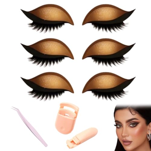 Lazy Eye Shadow Eyelash Patch, 2025 Neuer Lazy Eyeshadow Eyelash Patch, 3-in-1 Selbstklebende Wiederverwendbare Schnelle Augen-Make-up-Aufkleber mit Falschen Wimpern, Schatten, Eyeliner (3 Pairs Gold) Lazy Eye Shadow Eyelash Patch, 2025 Neuer Lazy Eyeshadow Eyelash Patch, 3-in-1 Selbstklebende Wiederverwendbare Schnelle Augen-Make-up-Aufkleber mit Falschen Wimpern, Schatten, Eyeliner (3 Pairs Gold) von Generisch