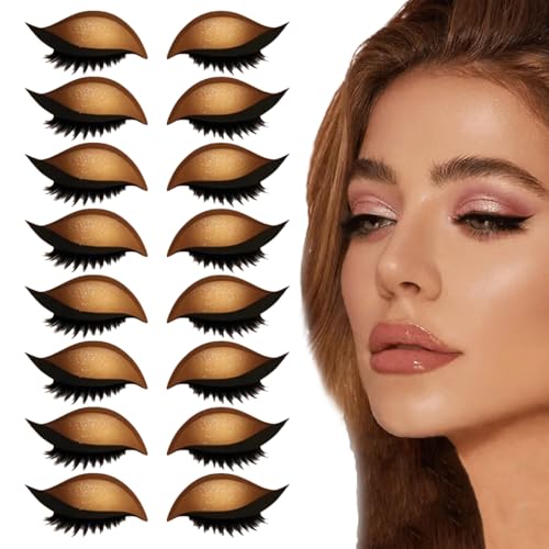 Lazy Eye Shadow Eyelash Patch, 2025 New Eyeshadow Eyelash Stickers, 2-in-1 Reusable Eye Makeup Stickers with False Lashes & Shadow, No Glue Needed for Quick Makeup (Gold,8Pcs) von Generisch