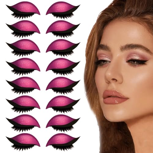 Lazy Eye Shadow Eyelash Patch, 2025 New Eyeshadow Eyelash Stickers, 2-in-1 Reusable Eye Makeup Stickers with False Lashes & Shadow, No Glue Needed for Quick Makeup (Pink,8Pcs) von Generisch