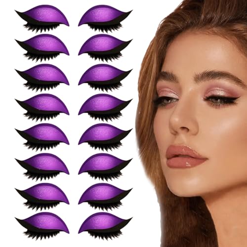 Lazy Eye Shadow Eyelash Patch, 2025 New Eyeshadow Eyelash Stickers, 2-in-1 Reusable Eye Makeup Stickers with False Lashes & Shadow, No Glue Needed for Quick Makeup (Purple,8Pcs) von Generisch