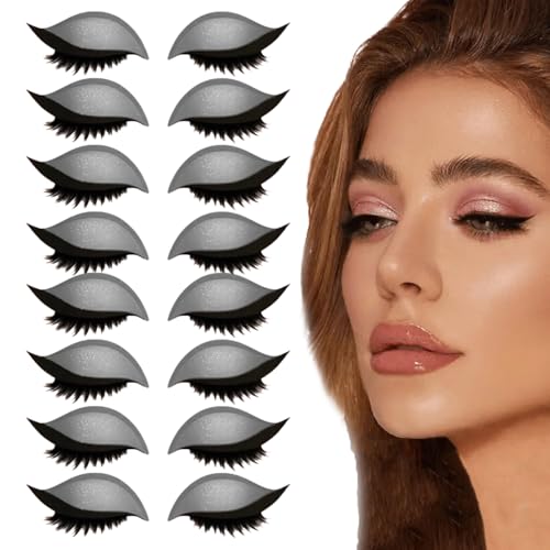 Lazy Eye Shadow Eyelash Patch, 2025 New Eyeshadow Eyelash Stickers, 2-in-1 Reusable Eye Makeup Stickers with False Lashes & Shadow, No Glue Needed for Quick Makeup (Silver,8Pcs) von Generisch