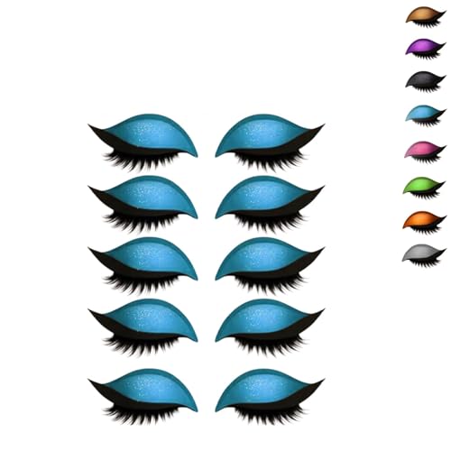 Lazy Eye Shadow Eyelash Patch, 2025 New Eyeshadow Eyelash Stickers, 3-in-1 Reusable Eye Makeup Stickers with False Lashes, 5 Pairs Colorful Eyeshadow, Easy to Apply Eyes Shadow (5 pairs-Blue) von Generisch