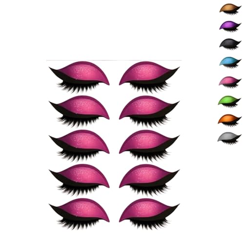 Lazy Eye Shadow Eyelash Patch, 2025 New Eyeshadow Eyelash Stickers, 3-in-1 Reusable Eye Makeup Stickers with False Lashes, 5 Pairs Colorful Eyeshadow, Easy to Apply Eyes Shadow (5 pairs-Pink) von Generisch