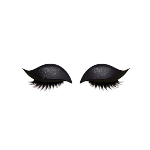 Lazy Eye Shadow Eyelash Patch, 3-In-1Wiederverwendbare Lidschatten- Und Wimpern-Make-Up-Aufkleber, Eyeshadow Eyelashes Makeup Stickers For Eyes, Einfache Anwendung Eye Makeup Stickers (Black, 2 Pair) von Generisch