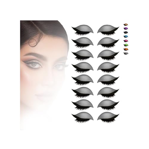 Lazy Eye Shadow Eyelash Patch, 3-in-1 Reusable Eye Makeup Sticker with False Lashes, Eyeshadow & Eyeliner, Waterproof No-Glue Makeup Tool for Beginners, Party, Travel, Quick Glam Look(Silver*8pairs) von Generisch