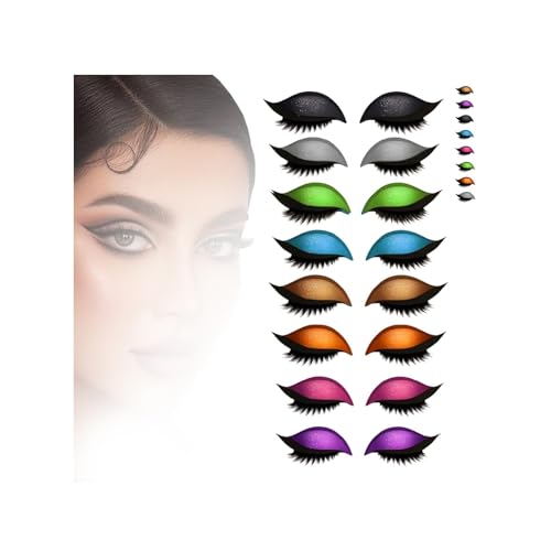 Lazy Eye Shadow Eyelash Patch, 3-in-1 Reusable Eye Makeup Sticker with False Lashes, Eyeshadow & Eyeliner, Waterproof No-Glue Makeup Tool for Beginners, Party, Travel, Quick Glam Look(8pairs) von Generisch