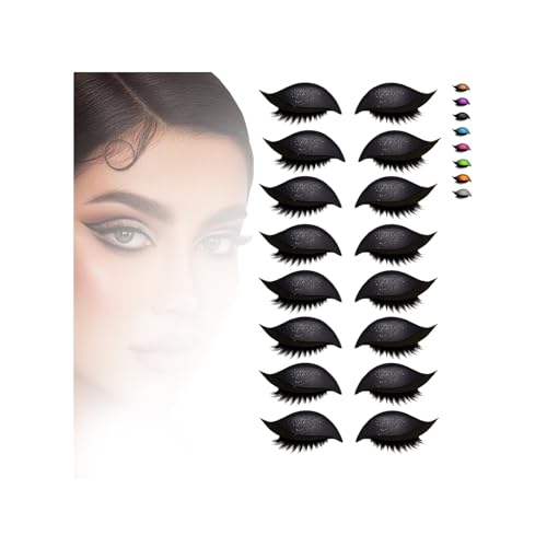 Lazy Eye Shadow Eyelash Patch, 3-in-1 Reusable Eye Makeup Sticker with False Lashes, Eyeshadow & Eyeliner, Waterproof No-Glue Makeup Tool for Beginners, Party, Travel, Quick Glam Look(Black*8pairs) von Generisch