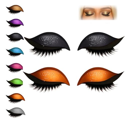 Lazy Eye Shadow Eyelash Patch, 3-in-1 Reusable Eye Makeup Stickers with False Lashes, Eyeshadow & Eyeliner, Colorful Beauty Fashion Eyelid Line Sticker, for All Eyes Shapes (#A*2) von Generisch