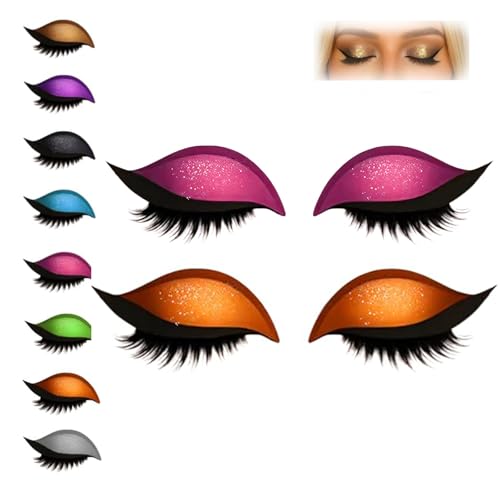 Lazy Eye Shadow Eyelash Patch, 3-in-1 Reusable Eye Makeup Stickers with False Lashes, Eyeshadow & Eyeliner, Colorful Beauty Fashion Eyelid Line Sticker, for All Eyes Shapes (#E*2) von Generisch