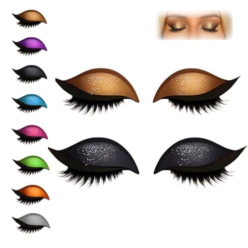 Lazy Eye Shadow Eyelash Patch, 3-in-1 Reusable Eye Makeup Stickers with False Lashes, Eyeshadow & Eyeliner, Colorful Beauty Fashion Eyelid Line Sticker, for All Eyes Shapes (#H*2) von Generisch