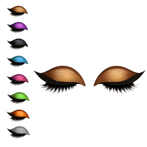 Lazy Eye Shadow Eyelash Patch, 3-in-1 Reusable Eye Makeup Stickers with False Lashes, Eyeshadow & Eyeliner, Colorful Beauty Fashion Eyelid Line Sticker, for All Eyes Shapes (Gold) von Generisch