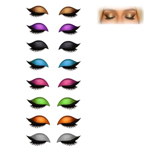 Lazy Eye Shadow Eyelash Patch, 3-in-1 Reusable Eye Makeup Stickers with False Lashes, Eyeshadow & Eyeliner, Colorful Beauty Fashion Eyelid Line Sticker, for All Eyes Shapes (MIX*8) von Generisch