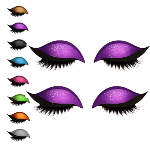 Lazy Eye Shadow Eyelash Patch, 3-in-1 Reusable Eye Makeup Stickers with False Lashes, Eyeshadow & Eyeliner, Colorful Beauty Fashion Eyelid Line Sticker, for All Eyes Shapes (Purple*2) von Generisch