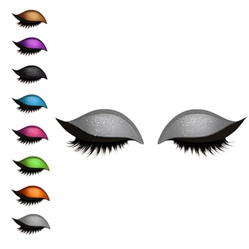 Lazy Eye Shadow Eyelash Patch, 3-in-1 Reusable Eye Makeup Stickers with False Lashes, Eyeshadow & Eyeliner, Colorful Beauty Fashion Eyelid Line Sticker, for All Eyes Shapes (Silver) von Generisch