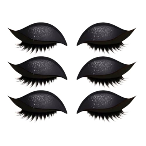 Lazy Eye Shadow Eyelash Patch, 3-in-1 Self-adhesive Makeup Stickers Eyeshadow Stickers, Wiederverwendbare Selbstklebende Wimpern, Eyeshadow und Wimpern Sticker (Black 3pcs) von Generisch